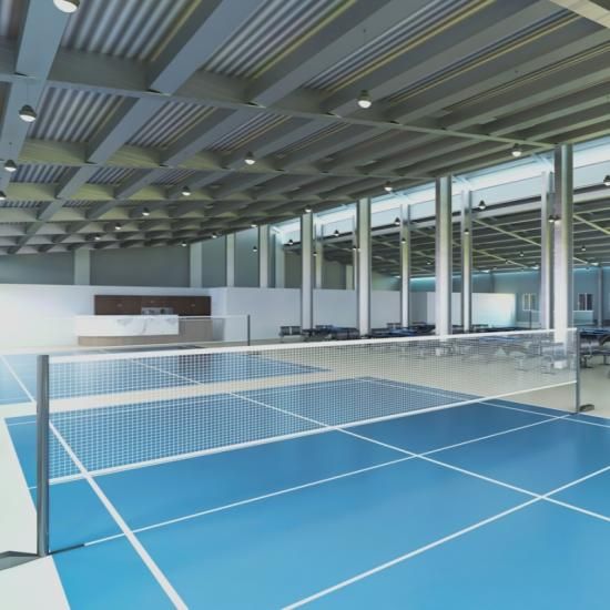 Plastic flooring for badminton matches