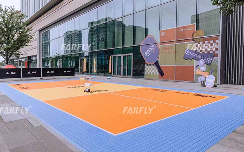 Piso con cerradura portátil para exteriores de 560 m2 en 2024 en el club Pickleball del centro comercial mixc de Ningbo